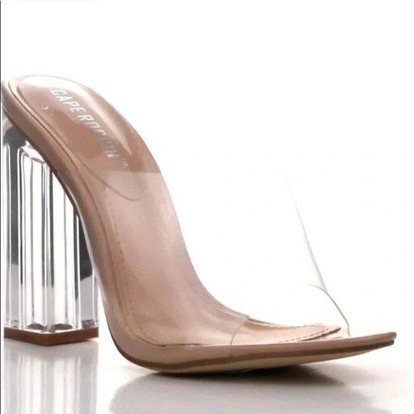 Cape Robbin Clear Chunky Block High Heels - Picture 4 of 6